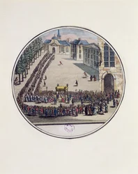 Das Allerheiligste wird bei der Eröffnung der Generalstände in Versailles in Prozession getragen, 5. Mai 1789 (Farbstich)